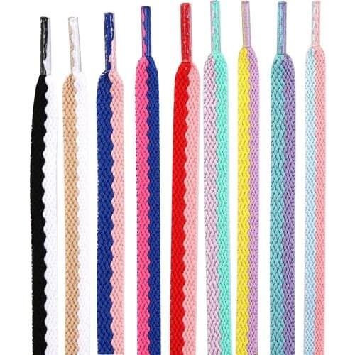 Color Block Fashion Flat Shoelaces Polyester Cords Laces for Sneakers Sport Hiking Shoes 120 - 160 CM