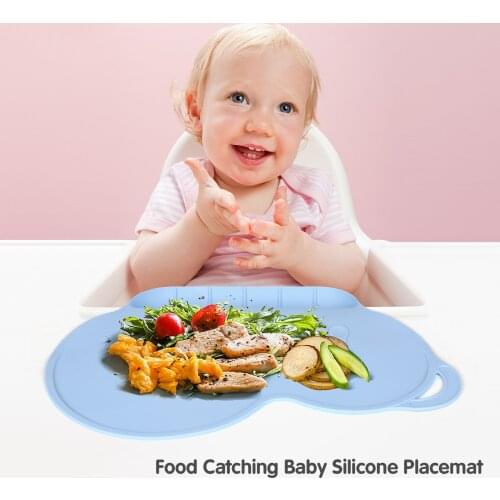 Food Catching Baby Silicone Placemat with Suction Non-Slip Heat-Resistant Baby Food Plate Mat Baby Toodler One-piece Placemats