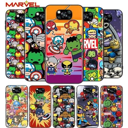 Marvel cartoon cute for Xiaomi Poco X3 NFC X2 M3 M2 F2 F3 Pro C3 F1 A2 Lite Mix3 Play Silicone Soft Black Phone Case