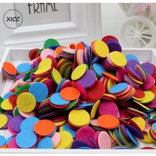 Mix Colors Early Kindergarten Diy Headwear Patch 100PCS Non-woven Doll Accessories Round Head Rope Polyester Wool Felts Fabric