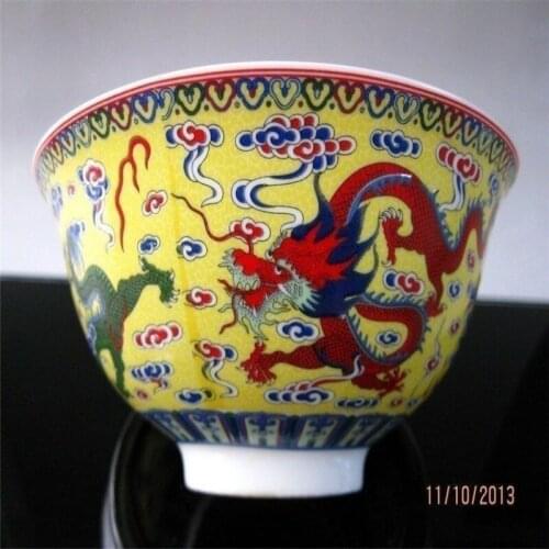 Ancient Porcelain Collection Pink Dragon Bowl Ancient Porcelain Home Decoration of Qianlong Year