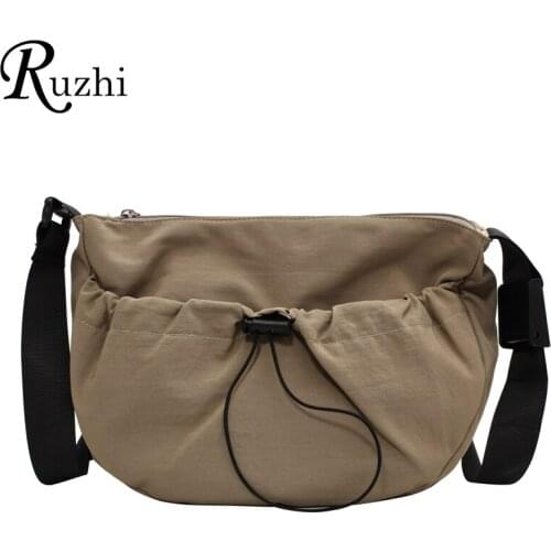 Light Weight 2021 New Womens Bags Solid Travel Simple Nylon Shoulder Bag Crossbody Casual Side Bag For Girls Drawstring Daily