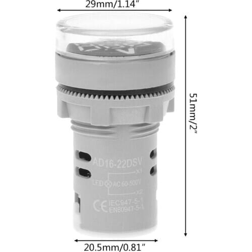 AC 60-500V 22mm Digital Voltmeter Voltage Gauge Monitor Indicator Signal Lights