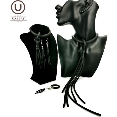 UKEBAY New Tassel Jewelry Set Women Punk Style Necklaces Handmade Jewelry Fashion Accessories Black Chains Pendant Necklace Gift