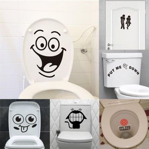 Funny Toilet Sign Stickers Mouth Smile Bathroom Decoration Home Decals Mual Art Waterproof Removable Wall Vinyl Posters 342