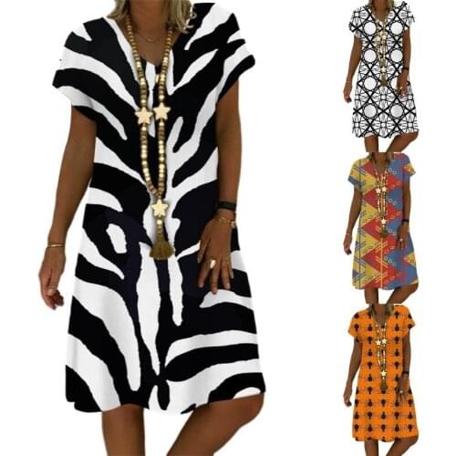 Summer Women Boho Leopard Print V-neck Dresses Casual Vacation Elegantes Robe Short Sleeve Pullover Aesthetic Sexy Beach Dress