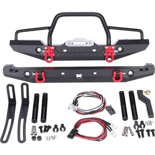 1/10 RC Rock Crawler Metal Front Bumper with Led Light for Axial SCX10 9004 RC Parts Accessories for RC Crawler