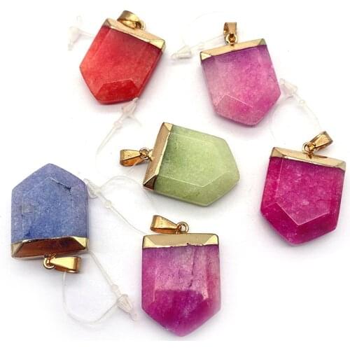 1pcs Natural Stone Pendant Sword Shape Plating Delicate Red Purple Charms DIY Women Necklace Accessories Jewelry Making Supplies