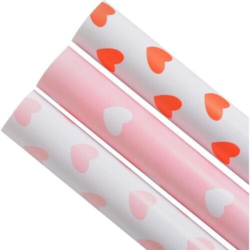 10pcs/lot Heart Shape Flower Wrapping Paper 60x60cm Bouquet Wrapping Paper Florist Gift Wrapping Material
