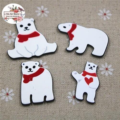 10pcs Resin planar Christmas polar bear flat back Art Decoration Charm Craft DIY hair bow center DIY craft