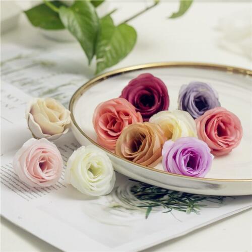 100pcs 5CM Artificial Silk Vintage Retro Rose Camellia Japonica Flower Head Bud For Diy Apparel Headwear Decorative