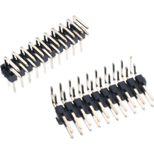 100pcs Pitch 2.54mm 2x10 Pin 20 Pin male socket angle Double Row Bend Header connector