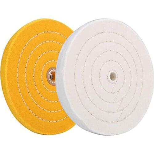 2 Sets of Polishing Cloth Wheels 8 Inches 20 cm, Suitable for Bench Grinder-White + Yellow