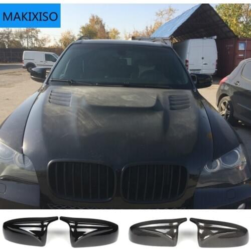 Carbon Fiber/ABS 2x Mirror Cover X5 X6 Car Side Rearview Mirror Cap Cover Shell Replacement For BMW X5 X6 E70 E71 2007-2013