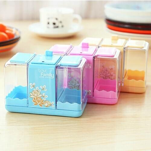 3 Partitions Cotton Ball and Swab Holder Organizer Toothpick Holder with Lid, Dustproof Toothpick Dispenser Cotton Pad Container