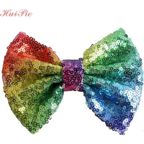 DHL 500pcs/lot 2019 5" Large Glitter Messy Sequins Hair Bow Girls Barrette DIY Hair Accessories For Women Headband New Arrival