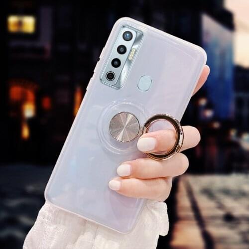 Case for TECNO CAMON 17 Cover Magnetic Car Finger Ring Holder Soft TPU Shockproof Case for Tecno Spark 7 Pro