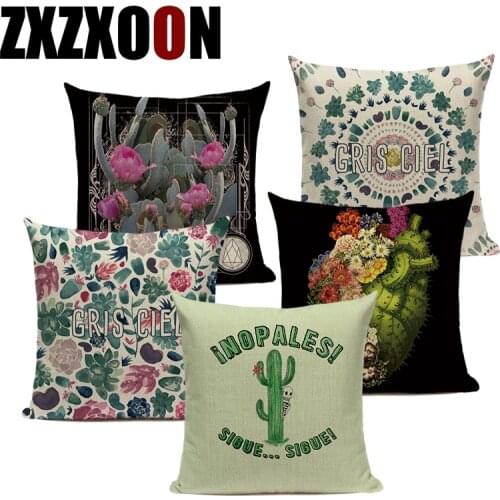 Decorative Throw Pillows Case Plant Cactus Sofa Home Pillow Cover Polyester Cushion Cover for Sofa Home Living Room Cojines