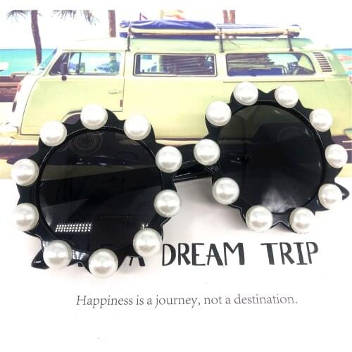 ZAOLIHU Kids Sunglasses Pearl Round Sun Flower Shades Baby Eyewear Luxury Handmade Children Sun Glasses Summer Eyeglasses Gafas