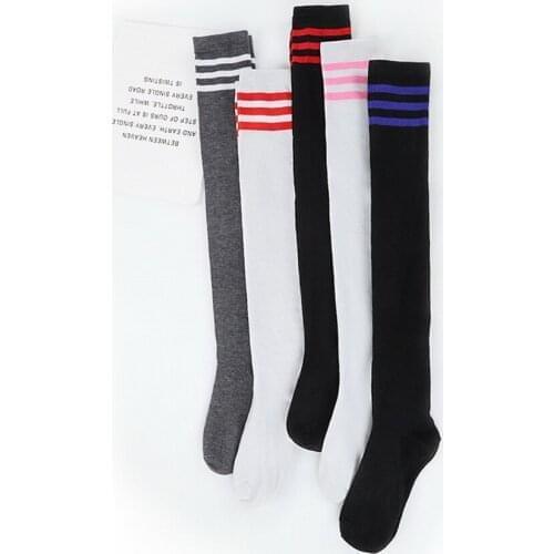 DHL or fedex 100pairs/lot Sexy Socks Striped Long Socks Thigh High Socks For Ladies Girls New Fashion Striped Knee Socks Women