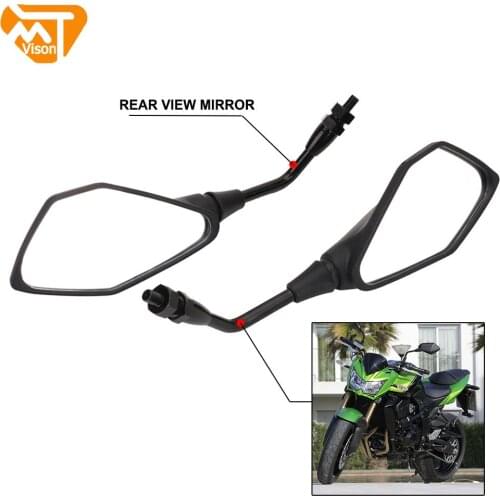For Kawasaki Z1000 Z750 ER 6N KLE 650 ZRX 1100 ZRX 1200 Motorcycle Rearview Mirrors Motorbike 8mm 10mm Black Side Mirrors