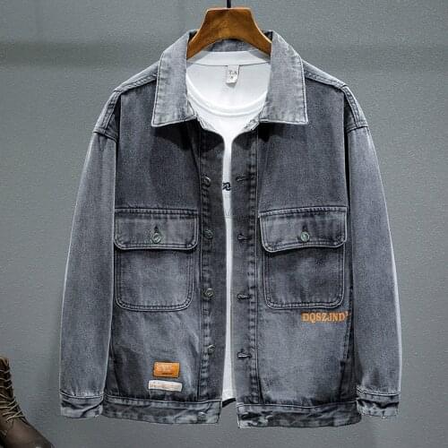 Oversize 5XL 6XL 7XL Mens Black Gray Denim Jacket 2021 Spring New Fashion Printing Men Jean Jacket Korean Hip Hop Loose Coats