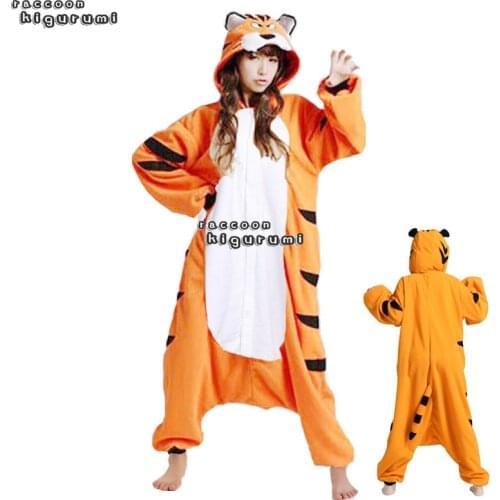 Unisex Animal Bengal Tiger Fleece Woman Onesies Boy Girl Unicorn Winter Halloween Cartoon Cosplay Pajama Raccoon Kigurumi Adult