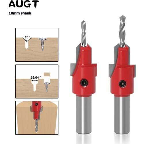 AUGT 1-5Pcs 8mm Shank Wood Milling Cutter HSS Woodworking Countersink Router Bit Set Screw Extractor Remon Demolition