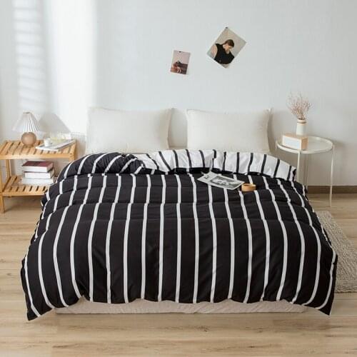 2021New Luxurious Black and white Grid Printed 4pcs Bedding Sets Stripe King Size Duvet Cover Set Queen Bed Sheets