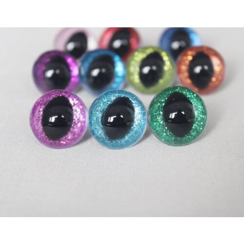 20pcs/lot 12mm 13 14 15 18 25mm plastic glitter clear safety toy cat eyes + glitter =hand washer--color option