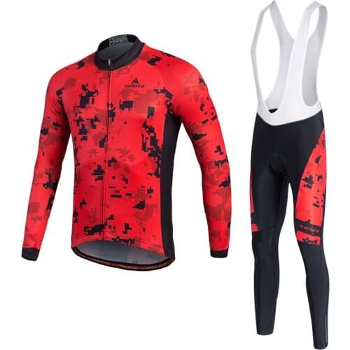 Red Men Autumn Top Quality Cycling Jersey Long Sleeve Set Cycling MTB Cycling Clothing Sportswear Mountain Bike Cycling Clothing