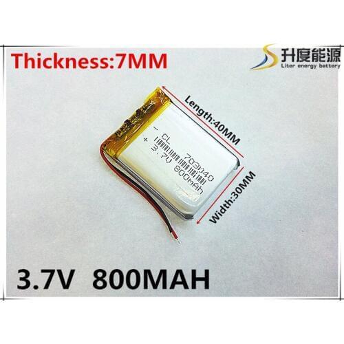 Li-po 3.7V 800mAh 703040 Lithium Polymer Li-Po li ion Rechargeable Battery cells For Mp3 MP4 MP5 GPS