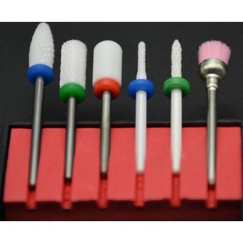 MAOHANG 6pcs ceramic milling cutter kits nail drill bits nozzle electric drill file manicure machine to gel polish varnish