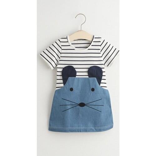 Cute Mouse Children Clothing Girl Dress Patchwork Girl Party Sleeve Kids Casual Dress For Girls