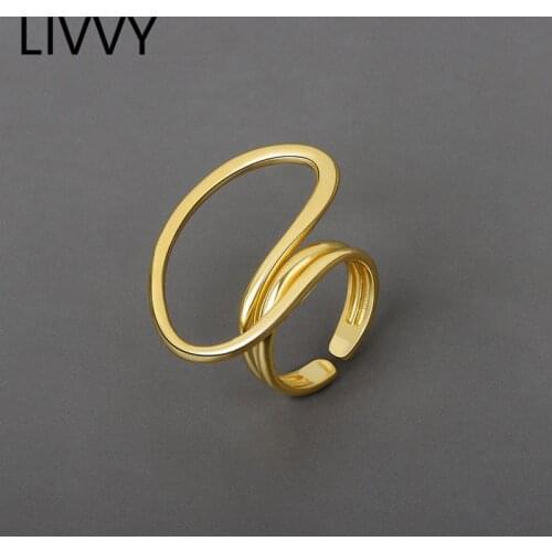 JLVVY Silver Color Geometric Multilayer Zircon Open Ring Female Fashion Retro Unique Design High Quality Jewelry Gift