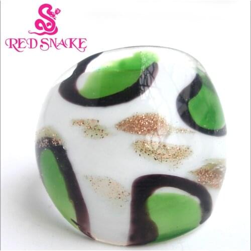 RED SNAKE Fashion Ring Handmade white color and Green with black line Murano Glass Rings