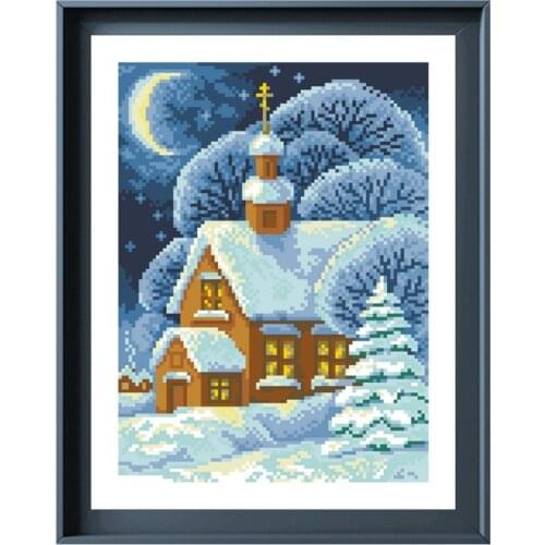 Dreampattern Christmas Eve cross stitch kits winter embroidery needlework sets 18ct 14ct 11ct white cloth DIY handmade