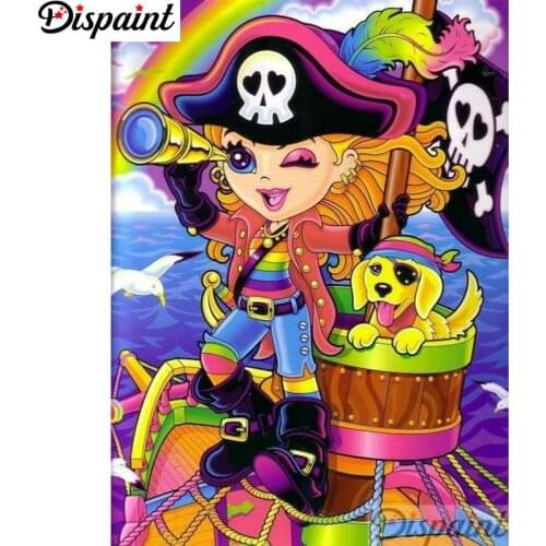 Dispaint Full Square/Round Drill 5D DIY Diamond Painting "Pirate beauty" 3D Embroidery Cross Stitch Home Decor Gift A12464