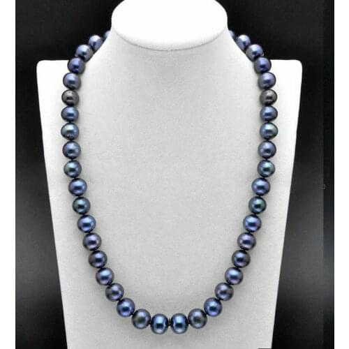 8-9mm South Sea Freshwater Natural Genuine black Pearl Fashion Necklace 25