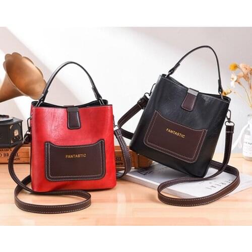 Luxury Handbag Women PU Leather Shoulder Bag Large Capacity Crossbody Bag Vintage Bucket Bag Lady Shopping Purse bolso