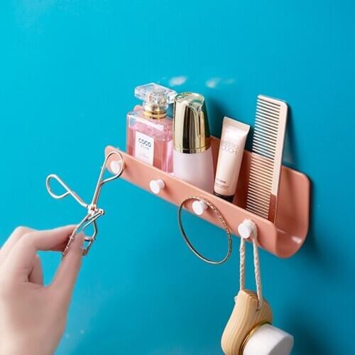 Wall-Mounted Simple U-Shaped Storage Hook Bathroom Kitchen Storage Rack With 4 Hooks Home Creative Multi-Function Key Hook