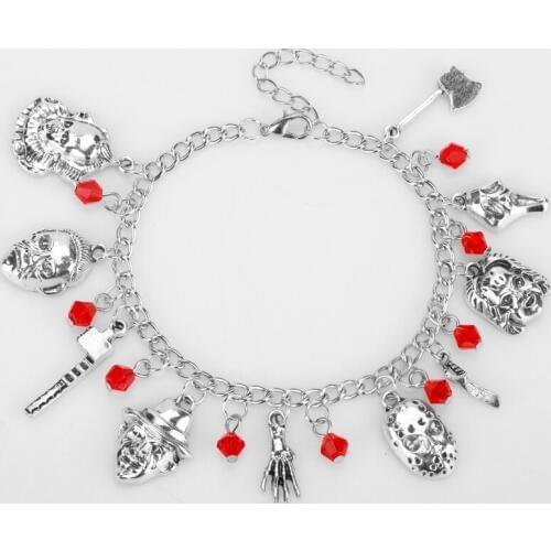 Chucky Face Stephen Kings IT Penny Wise Jason Hockey Horror Charm Bracelet Designed For Ladies Halloween Bracelets Jewelry Gifts