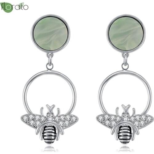 925 Silver Ear Needle Light Luxury Dali Green Zircon Stud Earrings Womens Pendant Animal Small Bee Accessories Earrings Jewelry