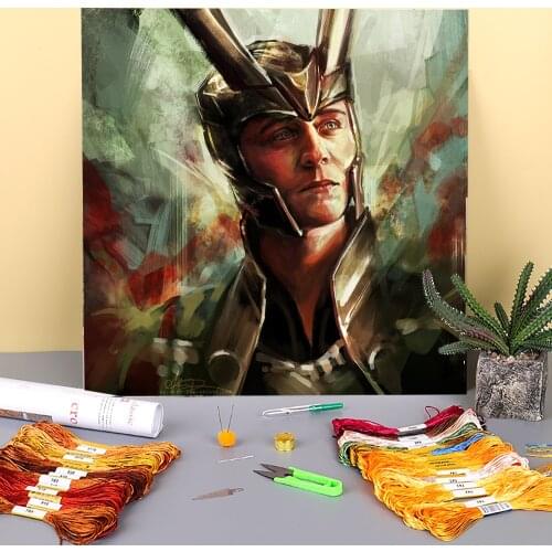 Portrait Loki, Prince Of Asgard Printed Fabric 11CT Cross Stitch Embroidery Set DMC Threads Craft Handiwork Decor
