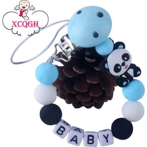 XCQGH Pacifier Clip Baby Silicone Beads Molar Mini Panda Teether Pacifier Chain Clip