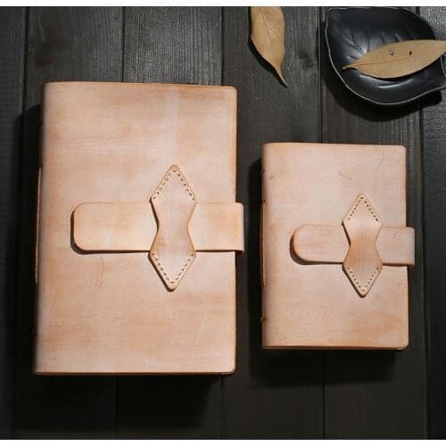 Cowhide Handmade Notebook Retro Leather Cover book Blank Kraft Papers Sketchbook Foggy Wax DIY Gift Business Stitch-line Memo