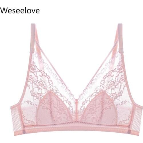 Weseelove Super Push Up Bra for Big Breasted Women Lace Bralette Crop Top Sexy Underwear Womens Plus Size Lingerie Summer B28-1