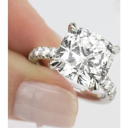 Original 925 Sterling Silver Ring finger 4ct Cushion cut Diamond Wedding Engagement Rings For Women Topaz gemstone Fine Jewelry