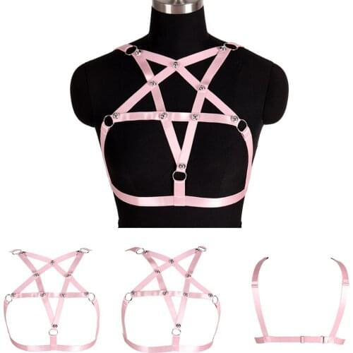 Elastic Bondage Pentagram Harness Tops Hollow Bra Accessories Waist Suspender Belt Erotic Lingerie Pole Dance Rave Costume