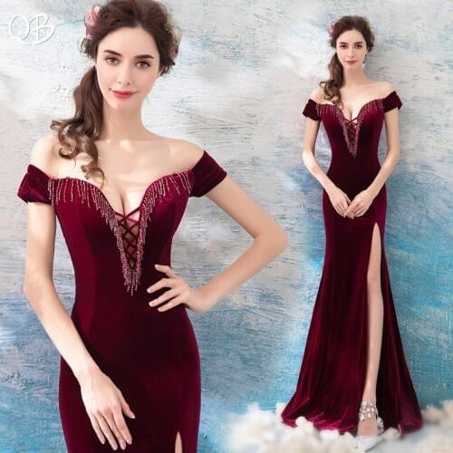 Mermaid Cap Sleeve Beaded Slit Leg Long Formal Sexy Luxury Elegant Evening Dresses 2020 New Fashion Bride Party Prom Dress XK160